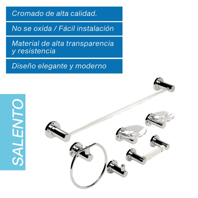 Juego-de-accesorios-para-baño-SALENTO-de-6-piezas-cromadas.
