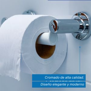 Porta rollo de papel higiénico SALENTO de PP blanco con soportes en ABS cromado. - AQUABLUE