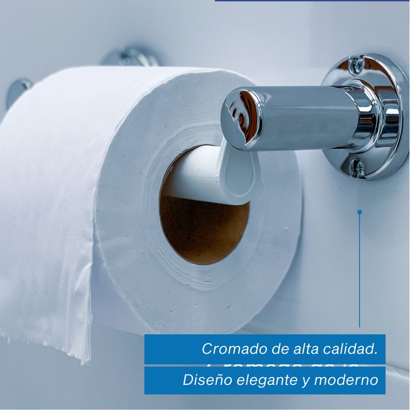 Porta-rollo-de-papel-higienico-SALENTO-de-PP-blanco-con-soportes-en-ABS-cromado.