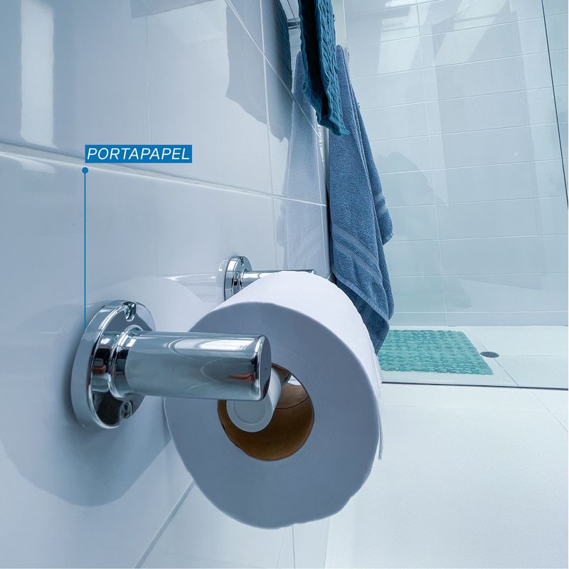Porta-rollo-de-papel-higienico-SALENTO-de-PP-blanco-con-soportes-en-ABS-cromado.