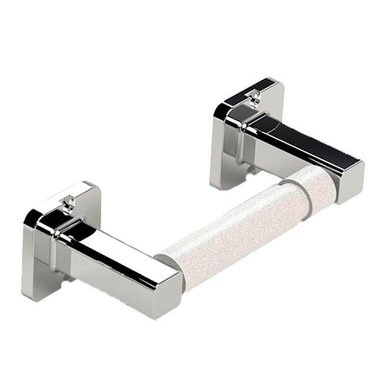 Porta-rollo-de-papel-higienico-BARU-de-PP-blanco-con-soportes-en-ABS-cromado.