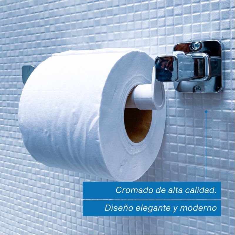 Porta-rollo-de-papel-higienico-BARU-de-PP-blanco-con-soportes-en-ABS-cromado.