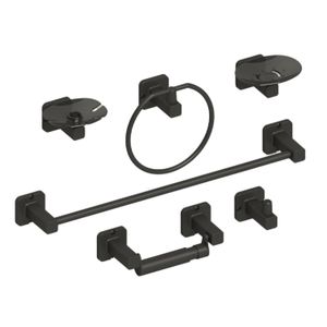 Juego de accesorios para baño TAYRONA por 6 piezas color negro mate. - AQUABLUE