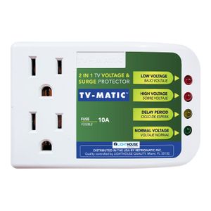 Protector de voltaje TV MATIC con 2 tomacorrientes para televisores. - TV-MATIC