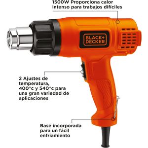 Pistola de calor de 1500W con control de temperatura entre 400º C y 540º C con boquilla estándar. - BLACK + DECKER