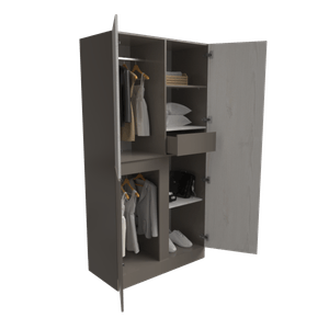 Armario de dormitorio de diseño PARIS de colores Alaska - Gris Tortola. - MUEBLE FACIL