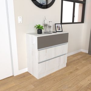 Comoda de dormitorio de diseño PARIS de colores Alaska - Gris Tortola. - MUEBLE FACIL