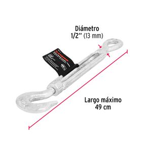 Templador forjado de 1/2" con gancho-argolla y 680kg de capacidad. - FIERO