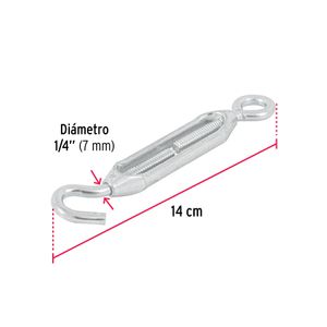 Templador de 1/4" con gancho-argolla y 50kg de capacidad. - FIERO