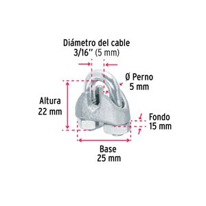 Grillete de hierro para cable de 3/16", pack de 2. - FIERO