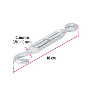 Templador de 3/8" con gancho-argolla y 200kg de capacidad. - FIERO