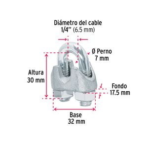 Grillete de hierro para cable de 1/4", pack de 2. - FIERO