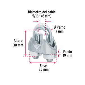 Grillete de hierro para cable de 5/16", pack de 2. - FIERO