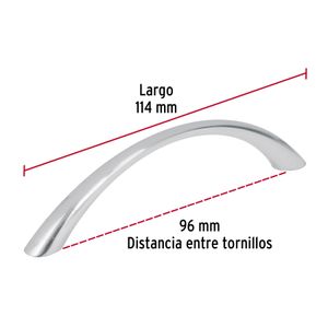 Tiradera satinada de 96mm tipo "Arco" - HERMEX