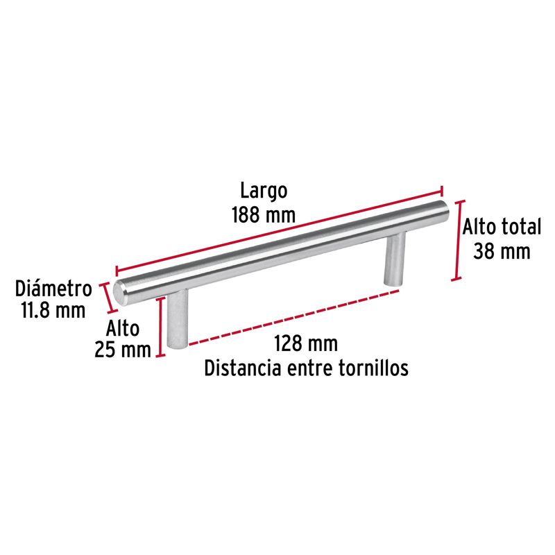 Jaladera-de-acero-128-mm-estilo--Cilindro--niquel-satinado