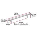 Jaladera-de-acero-160-mm-estilo--Cilindro--niquel-satinado