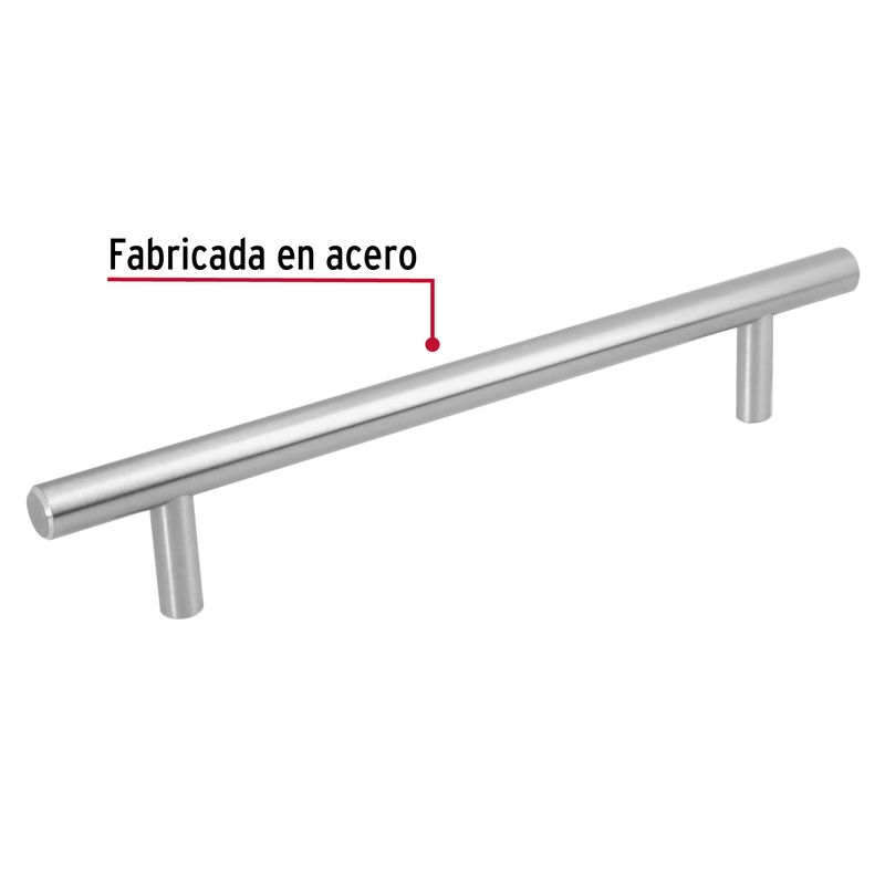 Jaladera-de-acero-160-mm-estilo--Cilindro--niquel-satinado