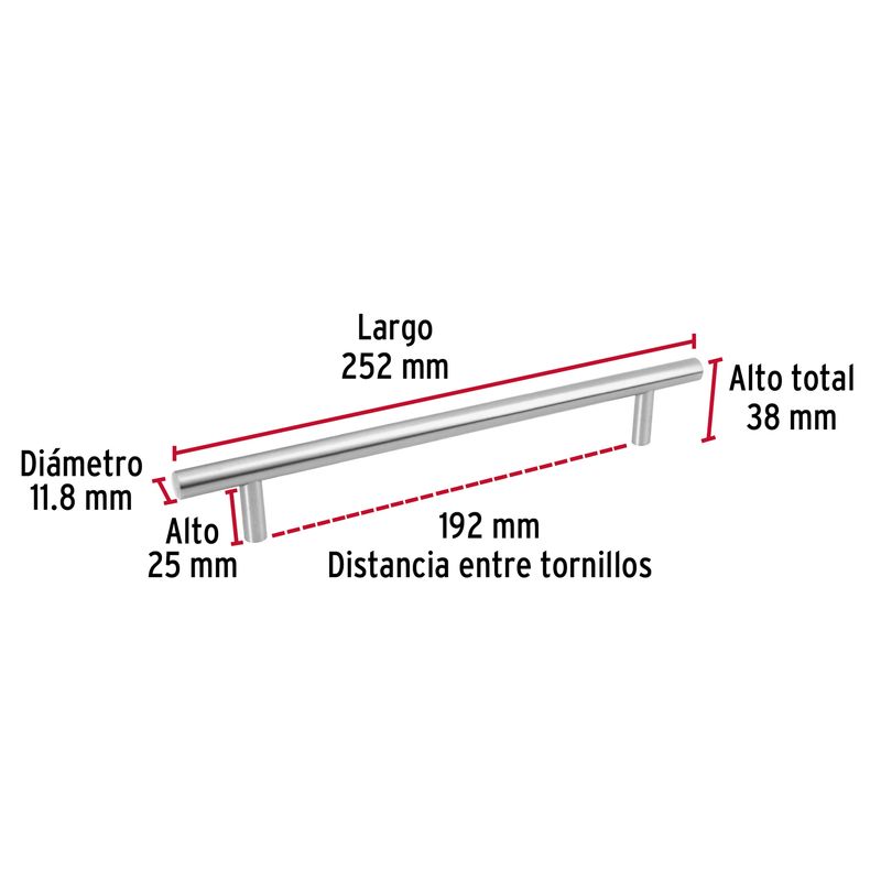 Jaladera-de-acero-192-mm-estilo--Cilindro--niquel-satinado