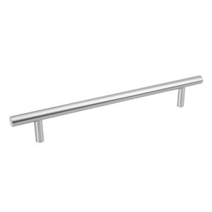 Tiradera cilíndrica de 192mm en níquel satinado - HERMEX