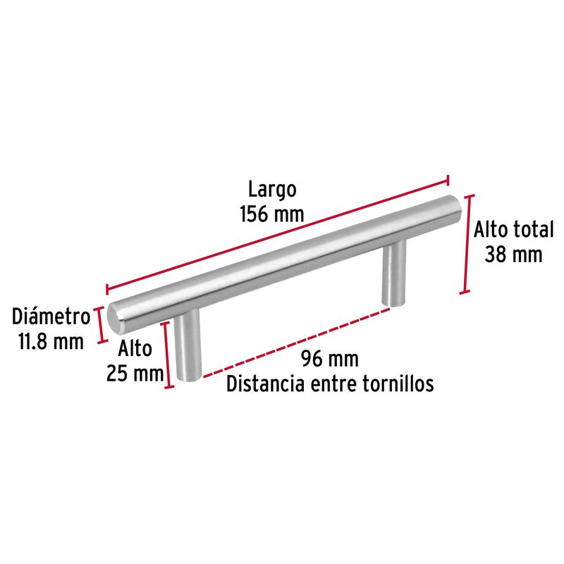 Jaladera-de-acero-96-mm-estilo--Cilindro--niquel-satinado