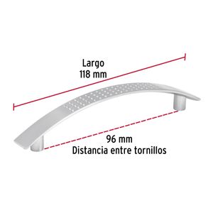 Tiradera satinada de 96mm tipo "Contempo" - HERMEX