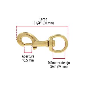 Mosquetón giratorio de 3/4", de latón. - FIERO