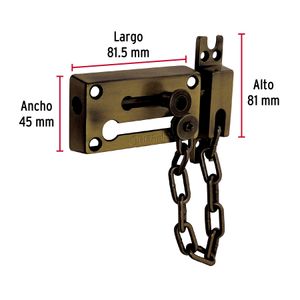 Picaporte latonado antiguo con cadena - HERMEX