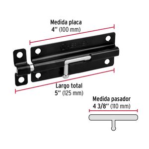 Picaporte negro de 5" - HERMEX