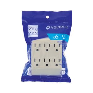 Multicontacto 6 entradas, aterrizado, cuadrado - VOLTECK