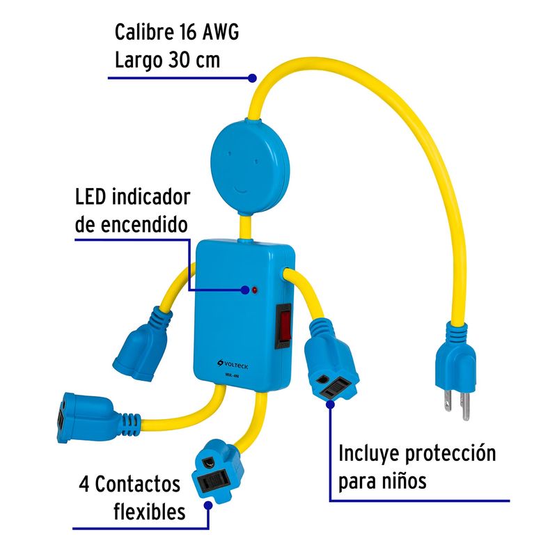 Multicontacto-16-AWG-figura-de-niño-con-4-entradas