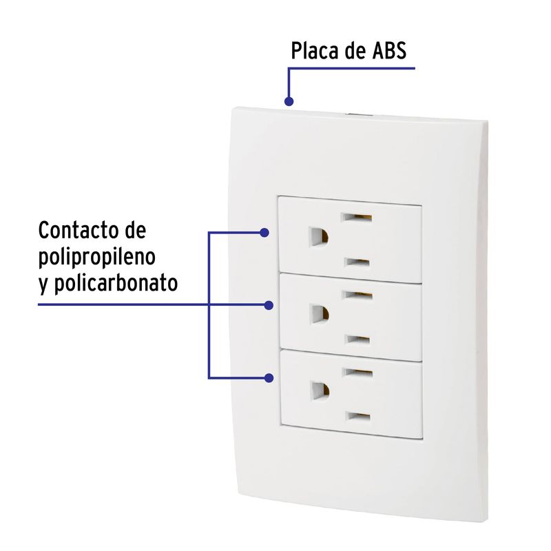 Placa-armada-3-contactos-aterrizados-linea-Oslo-blanco