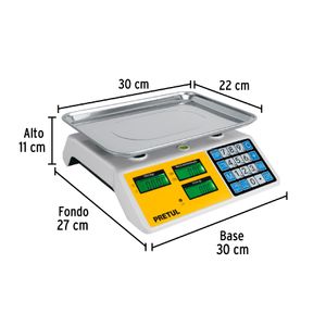 Balanza digital con 30kg de capacidad, multifunción - PRETUL