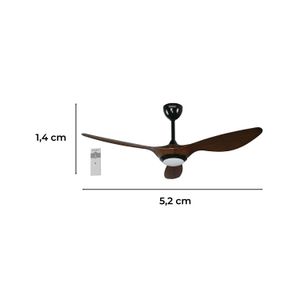 Vent Led D/Techo 52 Plg Ngr Madera 1L - LUMICENTRO