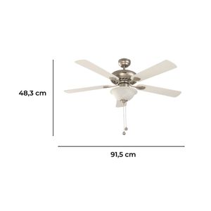 Vent. Techo 52" E27*2L*40W (N/B)5Aspas Satin - DESIGNERS LIGHTING