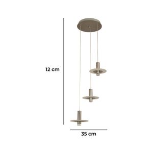 Lampara Colgante Led Cromo 3L 12W - LUMICENTRO