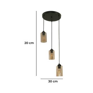 Lampara Colgante E27 3 L 60W Bk-Br - IKE LITE