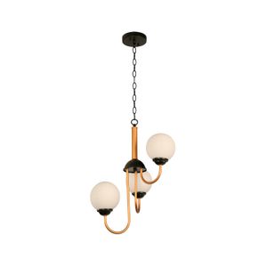 Lámpara colgante de color negro con dorado de 3 luces con base tipo E27 Potencia de 40 Watts - LUMICENTRO