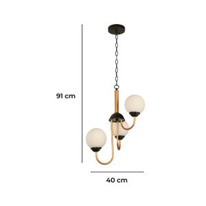 Lámpara colgante de color negro con dorado de 3 luces con base tipo E27 Potencia de 40 Watts - LUMICENTRO