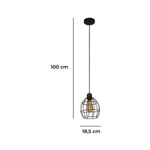 Lampara Colgante Acab Negro 1L 60W E27 - IKE LITE