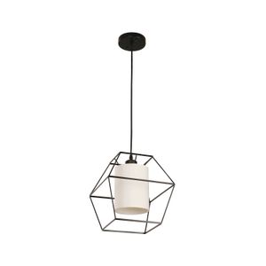 Lampara Colgante Metal/Neg+Tela 1L60We27 - LUMICENTRO