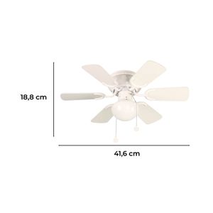 Ventilador de techo 30PLG Potencia de 60 Watts Blanca de 6 ASPAS - LUMICENTRO
