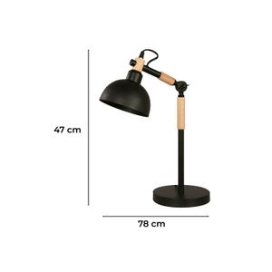 Lampara D/Mesa Negro Metal/Madera 1L40We27 - LUMICENTRO