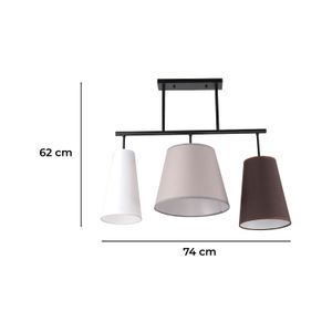 Lámpara de techo Blanca, gris y café de 3 luces Potencia de 40 Watts con base tipo E27 - LUMICENTRO