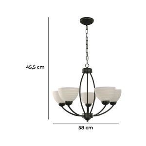 Lampara Colgante Matt Black 5L 60W E27 - LUMICENTRO