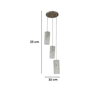 Lámpara colgante moderna. Vidrio tubular impreso. 3 luces, boquilla E27. - LUMICENTRO