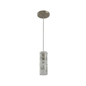 Lámpara colgante con base satinada, vidrio tubular estampado flores. 1 luz boquilla E27 - LUMICENTRO