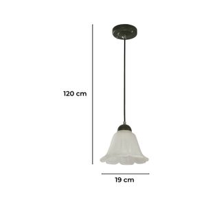 Lámpara colgante con base negra, vidrio tipo campana. 1 luz boquilla E27. - LUMICENTRO