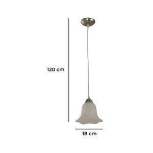 Lámpara colgante con base satinada y vidrio tipo campana; pack x 1 luz para boquilla E27. - LUMICENTRO