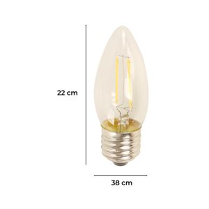 Foco LED de filamento, tipo torpedo para boquilla E27 de 2 Watts. Luz amarilla - LUMICENTRO