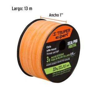 Cinta sella roscas 1" X 13 m de largo, industrial - TRUPER